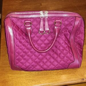 MZ Wallace Bedford Quilted Nylon Hand Bag, Berry EUC